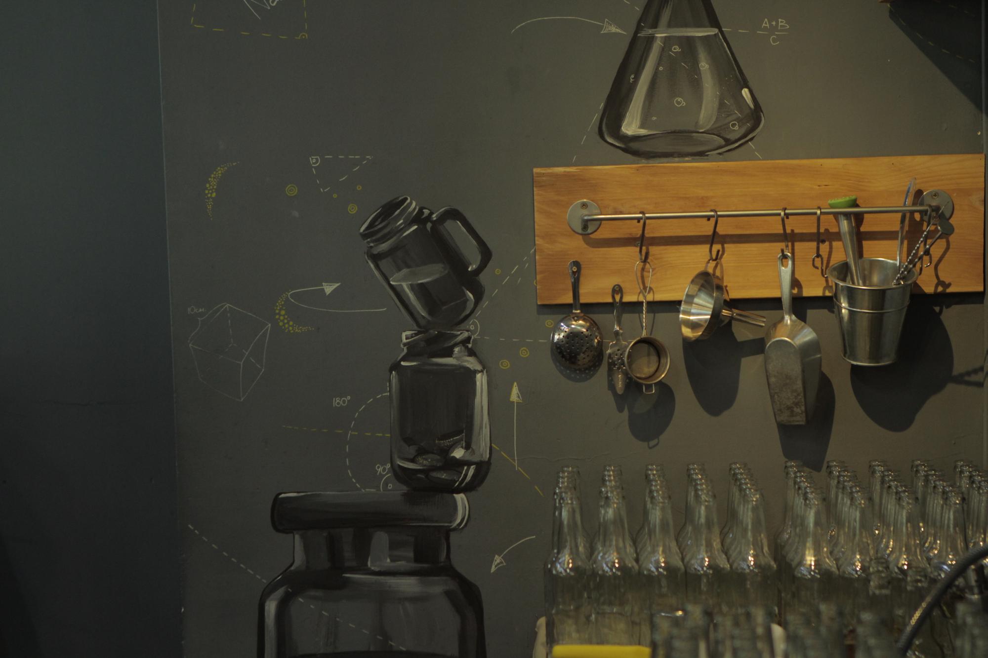 Studio bench with tools and mise en place